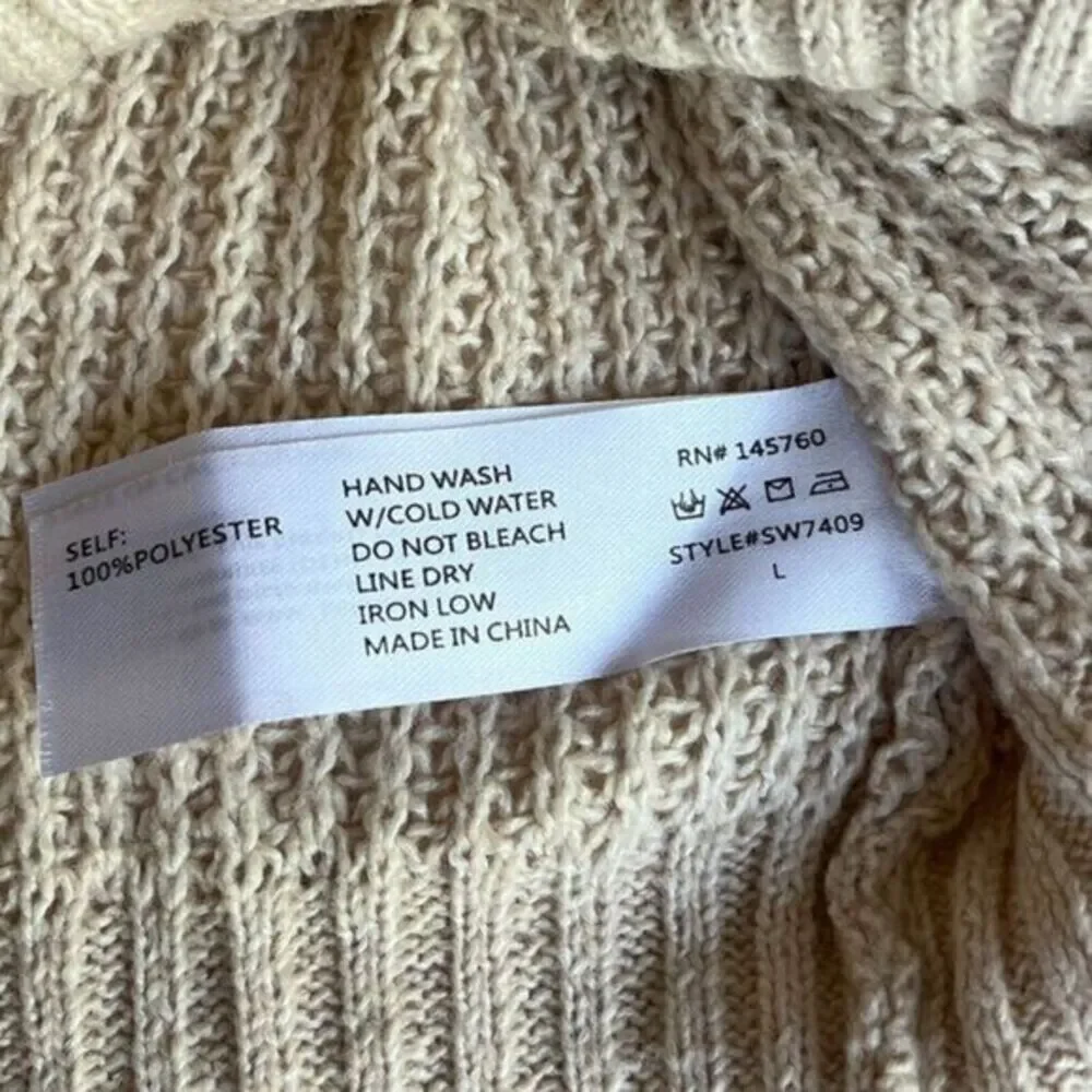 Aster‎ Womens Button Cardigan Chunky Cable Knit Coastal Size L Beige Pockets
